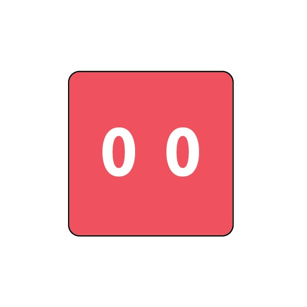 Ames - Filing Labels - Large - Number 0 1-7/8" x 1-7/8" Red